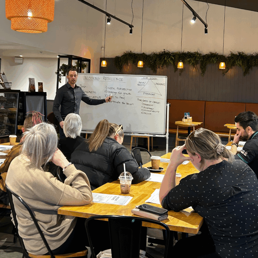 Bryce Elvy speaking at a coaching workshop in Canterbury, New Zealand.